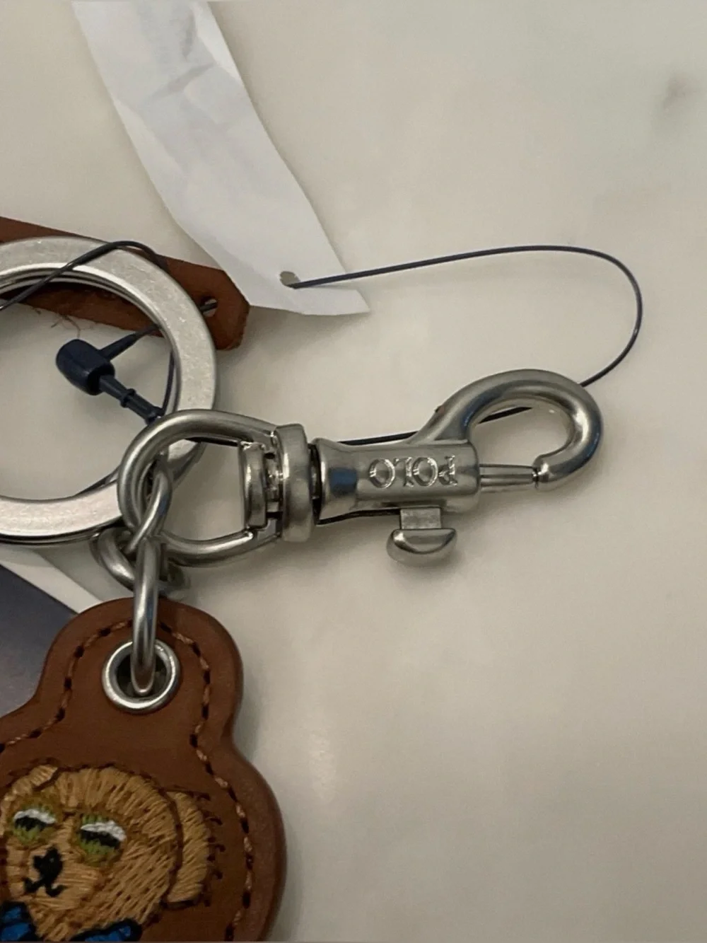 NEW Polo Ralph Lauren BEACH SHOP BEAR - LEATHER Key Ring Keychain - TAN